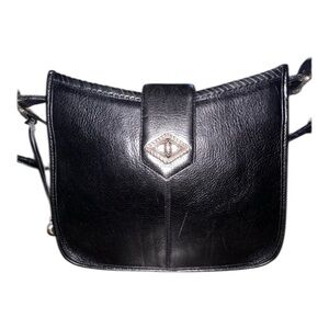Brighton Leather Saddle Bag Vintage Black Equestrian Inspired Details Black